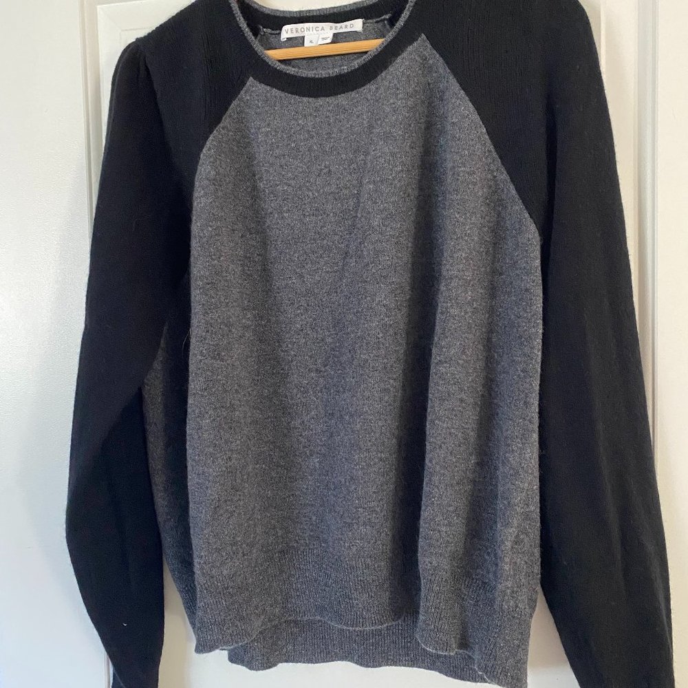 Veronica Beard Albertina Cashmere Sweater - Black & Grey - XL